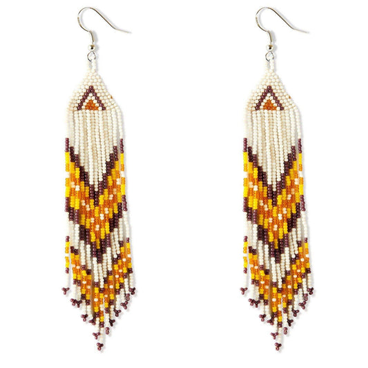 Red Hawktail Beaded Earrings with Traditional Flair