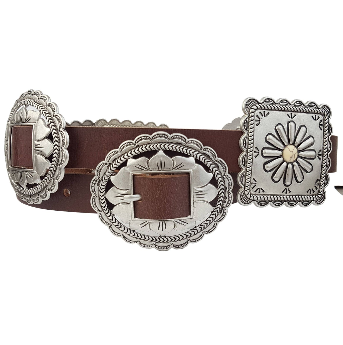 Alt Bone Turq Concho Belt