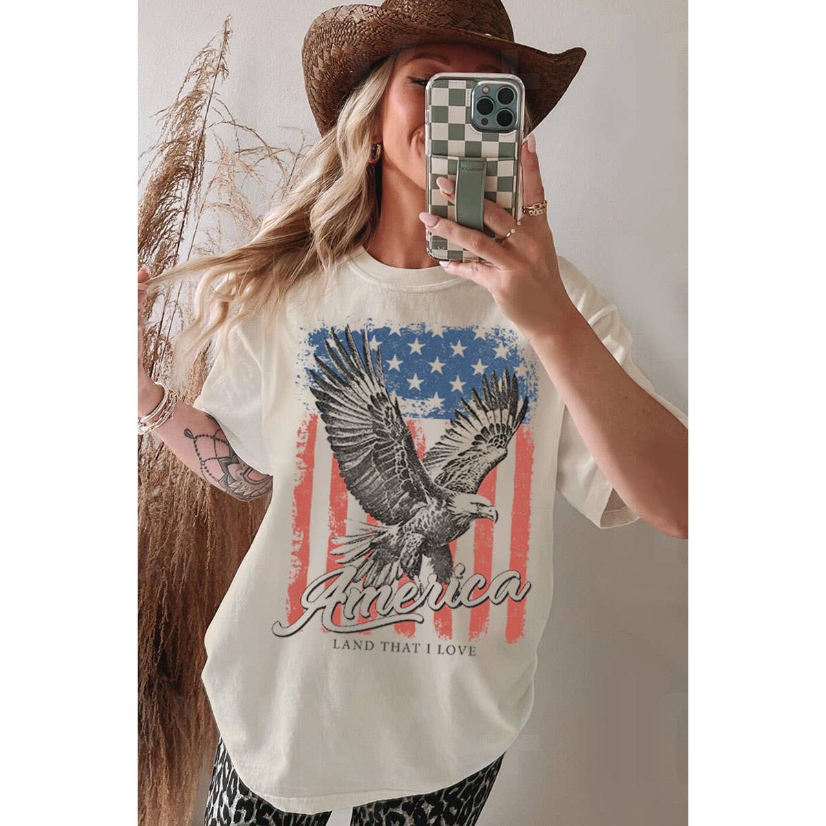 AMERICA Flag & Eagle Oversized Tee
