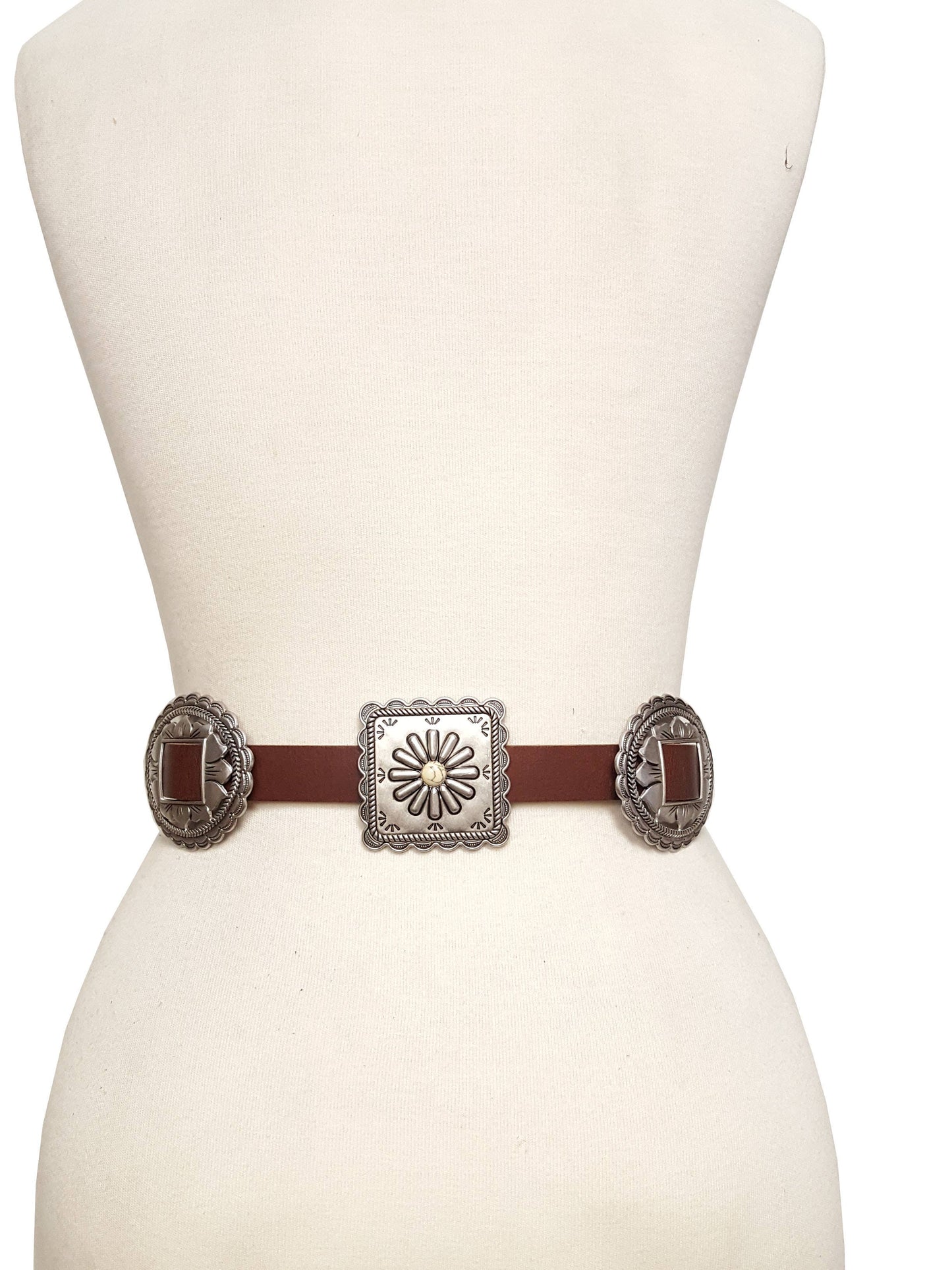 Alt Bone Turq Concho Belt