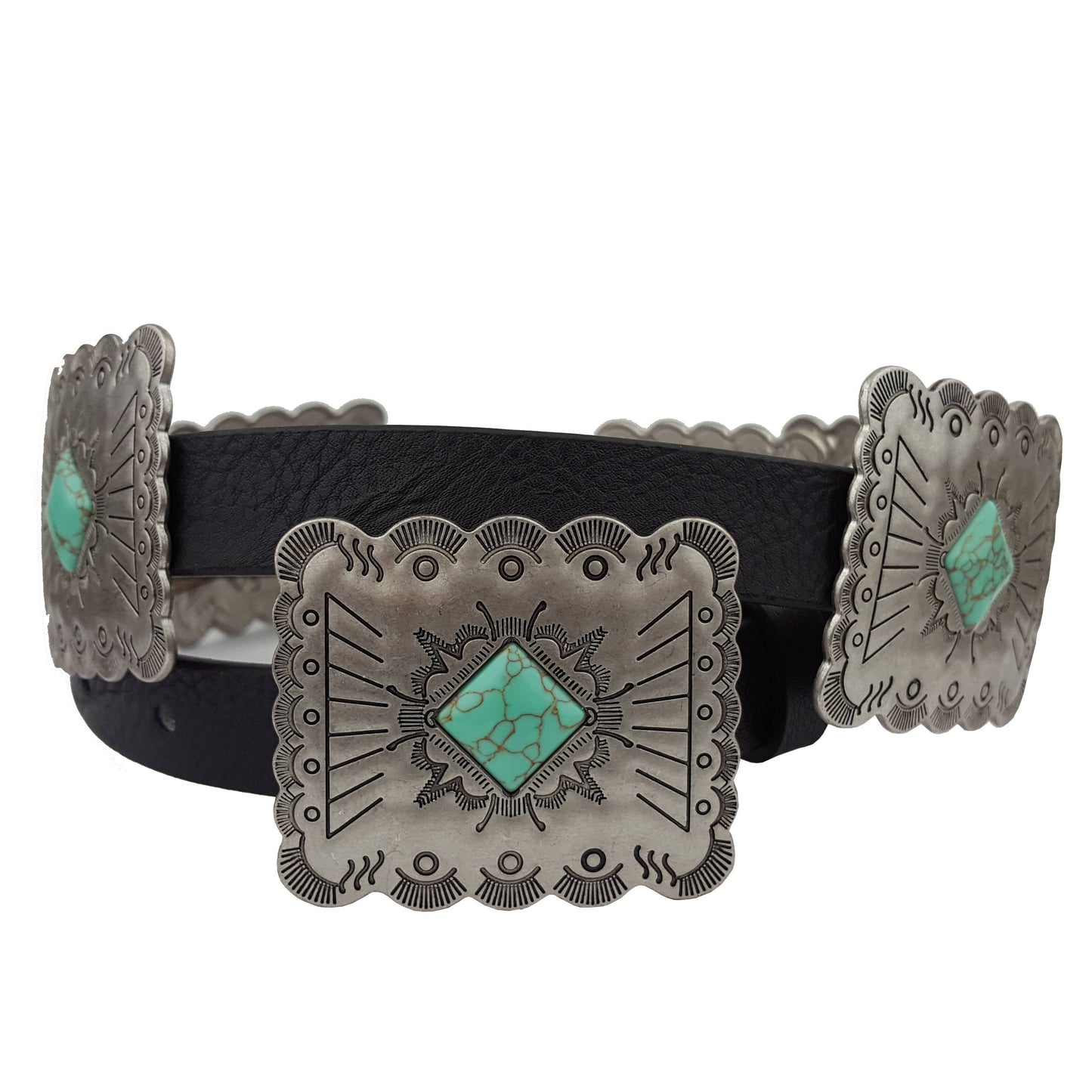 Western concho style belt with stone