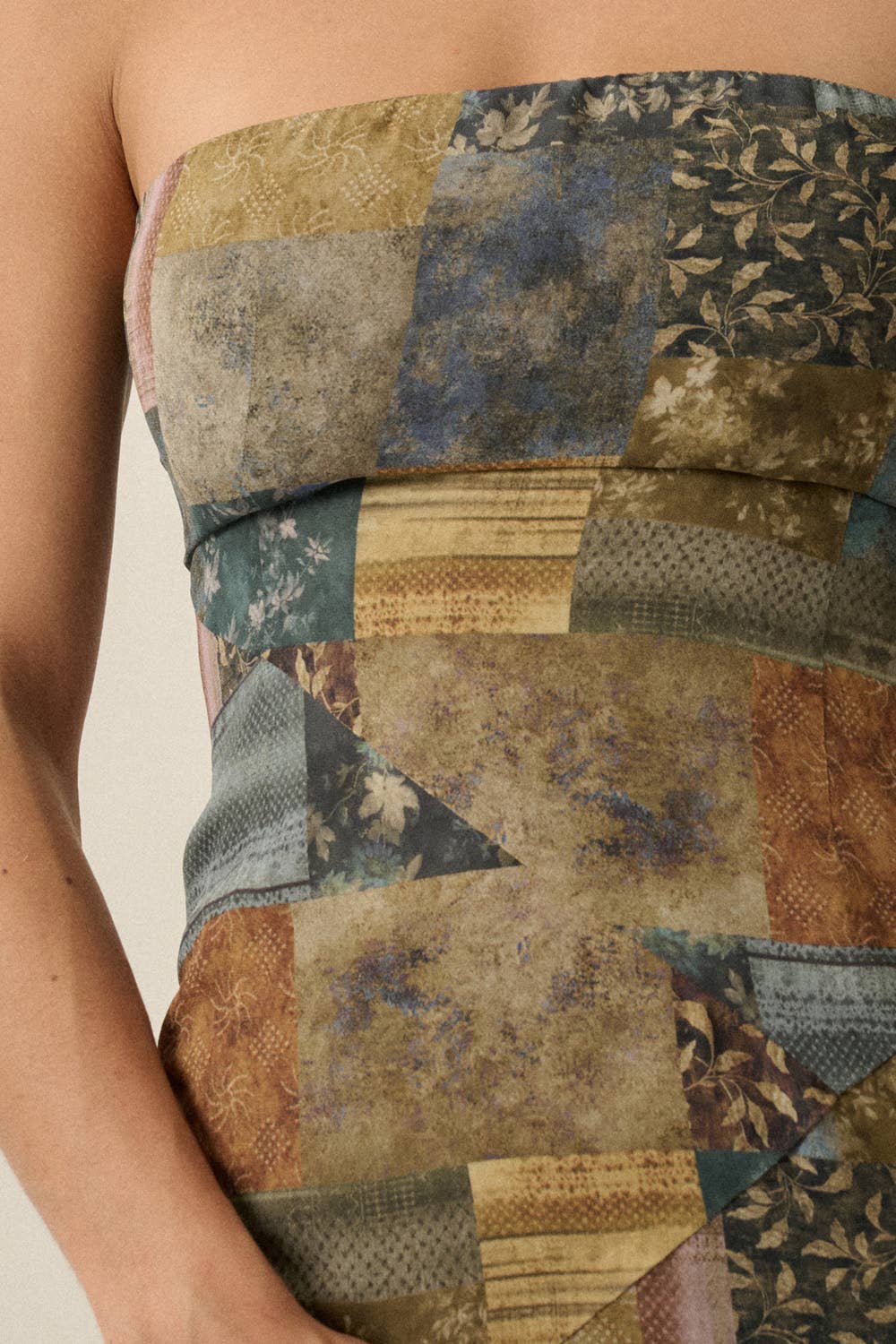Patchwork Print Chiffon Dress