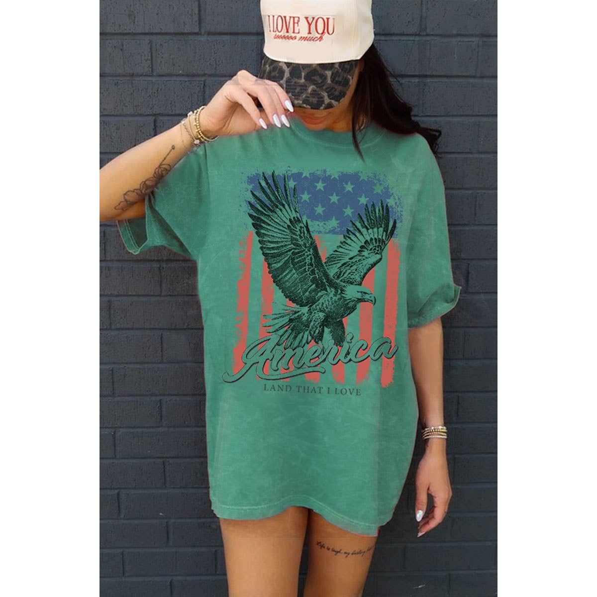 AMERICA Flag & Eagle Oversized Tee