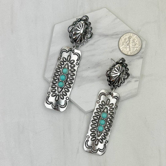 Silver with blue turquoise stone Earrings