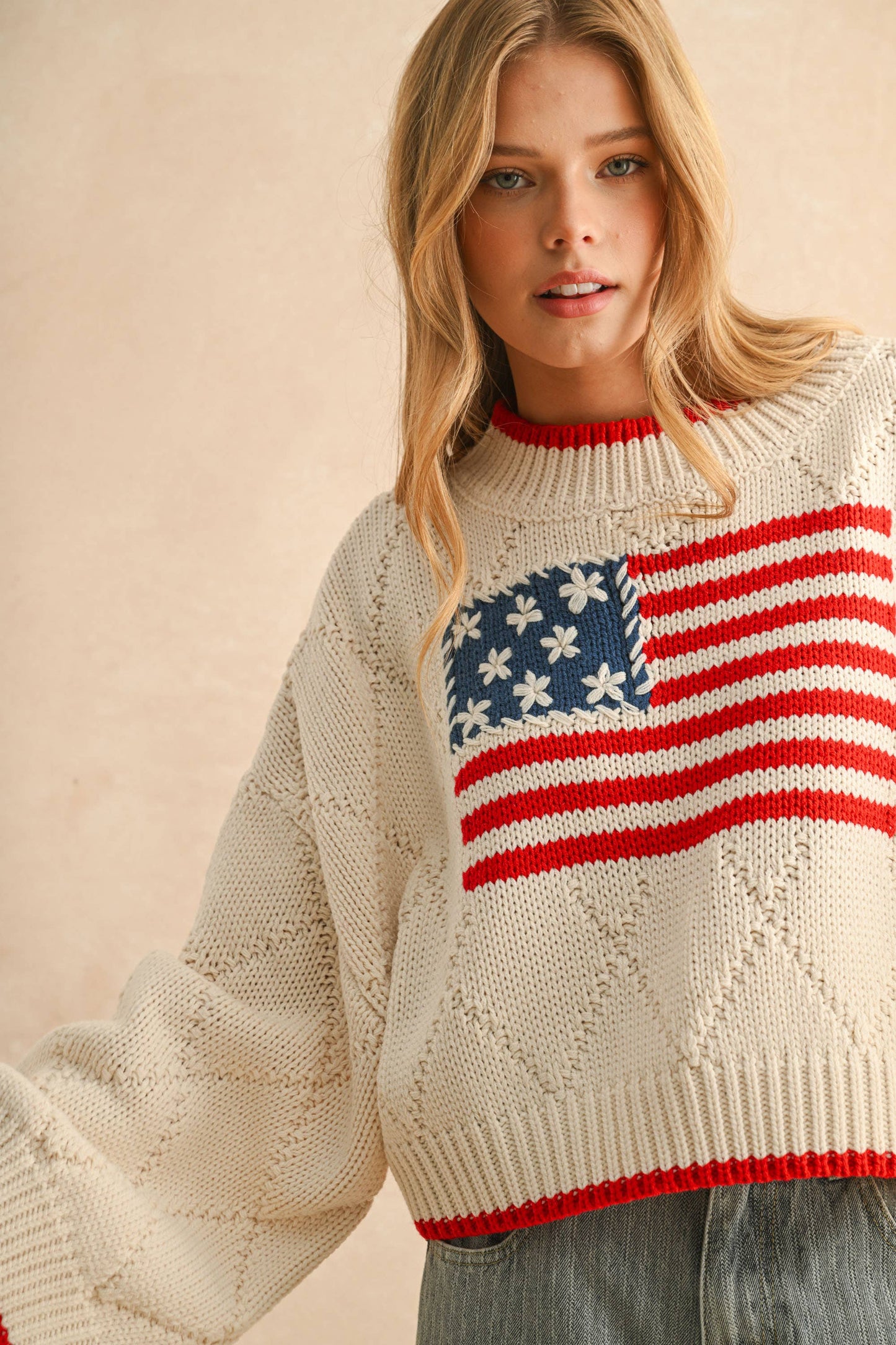 American Flag Flower Sweater