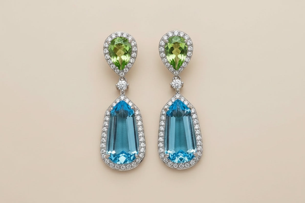 Aqua Riviera Drop Earrings