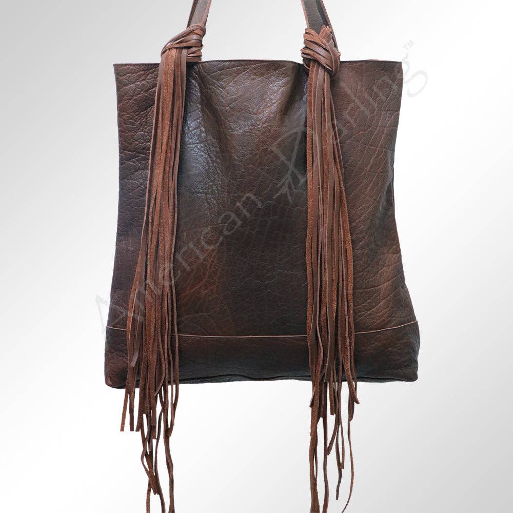 Berkley Leather Fringe Tote Knotted Strap
