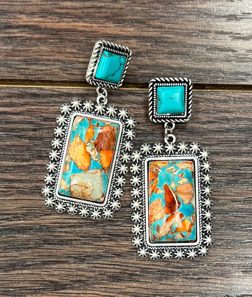 Rectangular Gemstone Earrings