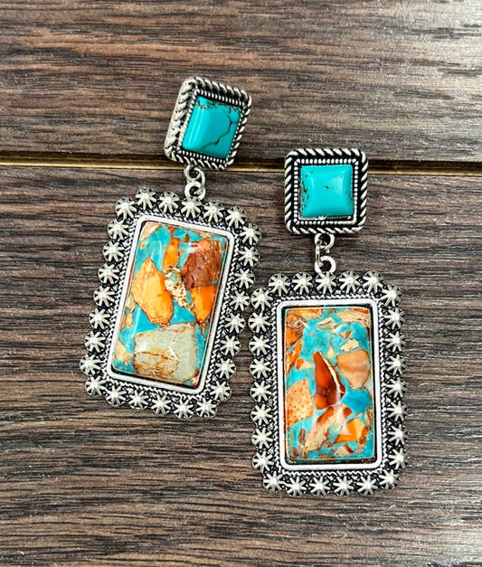 Rectangular Gemstone Earrings