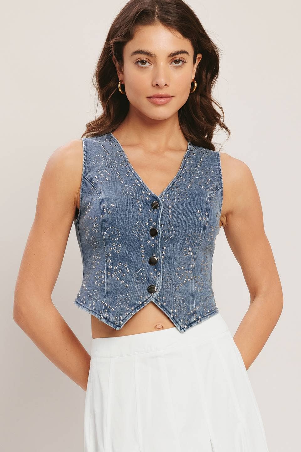 Studded Denim Vest
