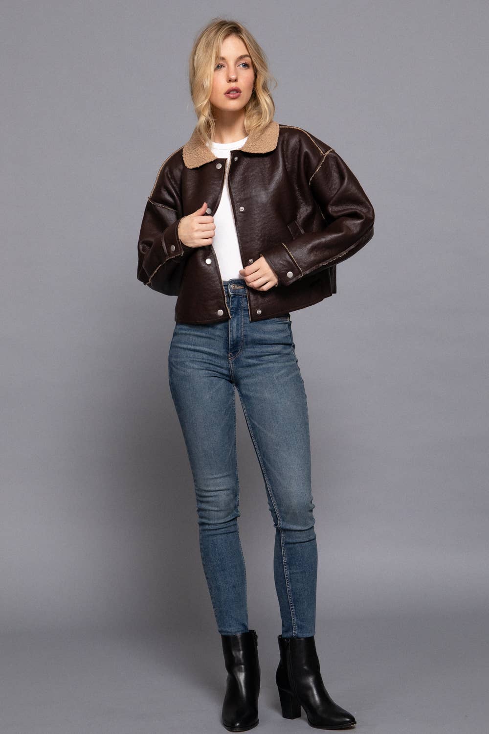 Timberline Vegan Leather Shearling Jacket