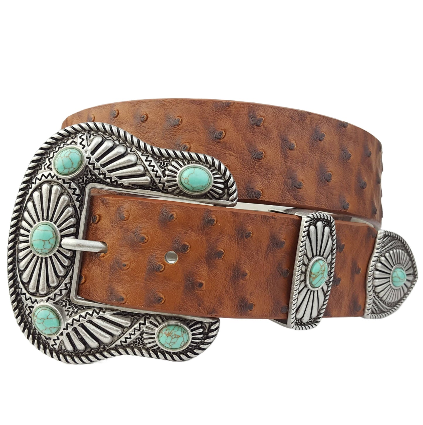 Navajo Buckle with Ostrich Belt