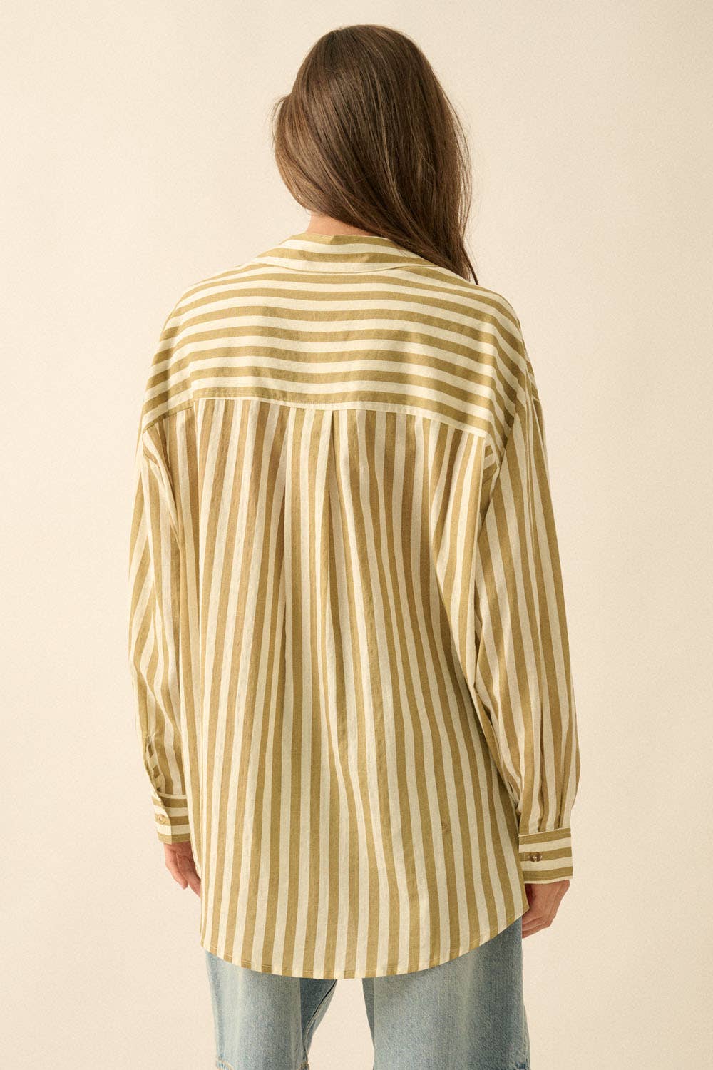 Oversized Striped Button-Up