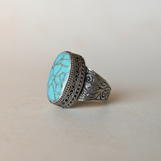 Handcrafted Turquoise and Silver ring