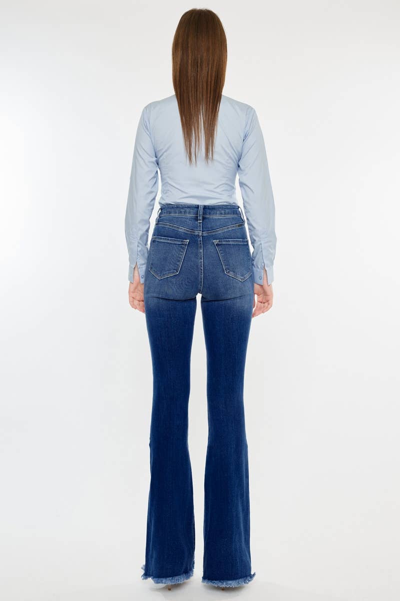 Jackson High-Rise Frayed Hem Flare Jean