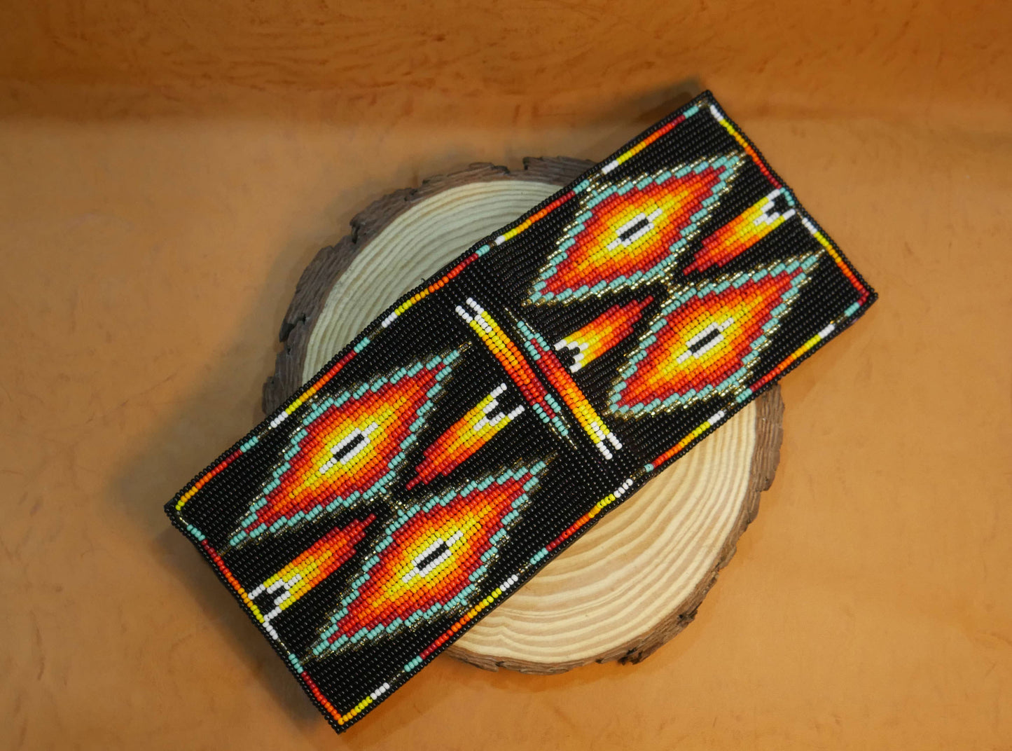 Black Handmade Beaded Bifold Wallet