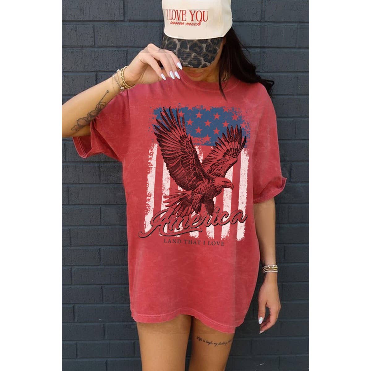 AMERICA Flag & Eagle Oversized Tee