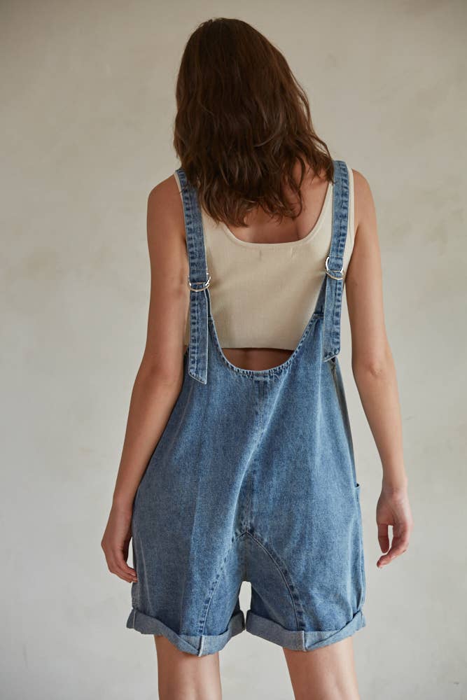 Denim Romper with Pockets