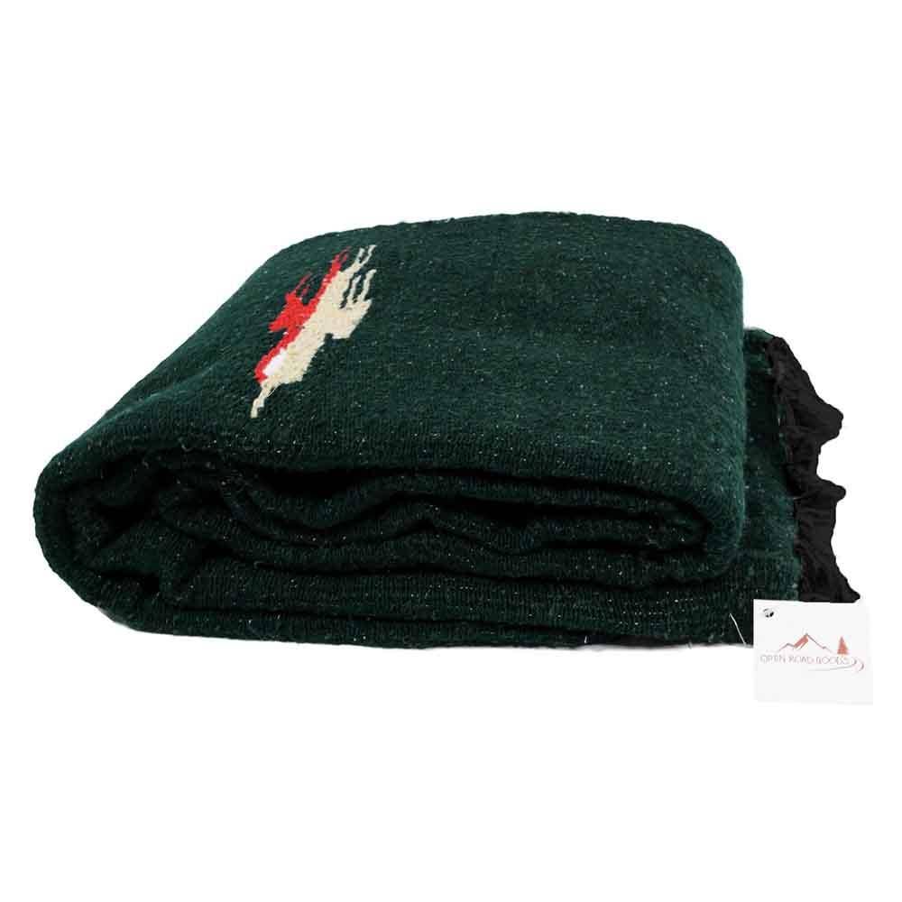 Dark Forest Green Thunderbird Blanket Vintage