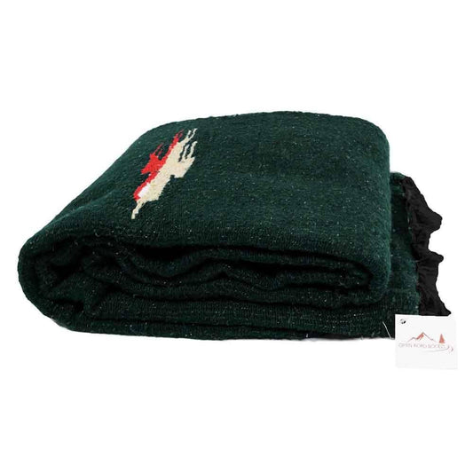 Dark Forest Green Thunderbird Blanket Vintage