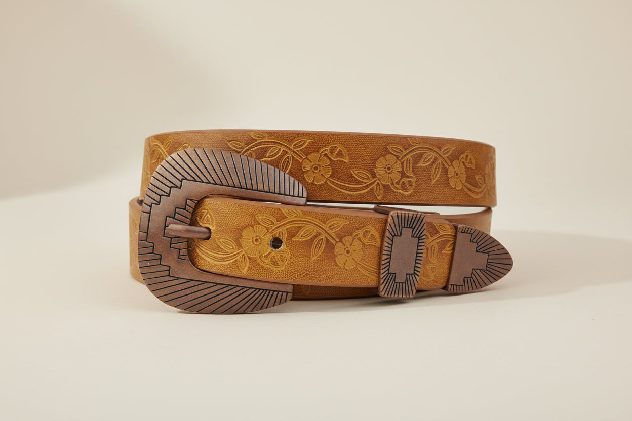 Hand Tooled Belt Copper Buckle