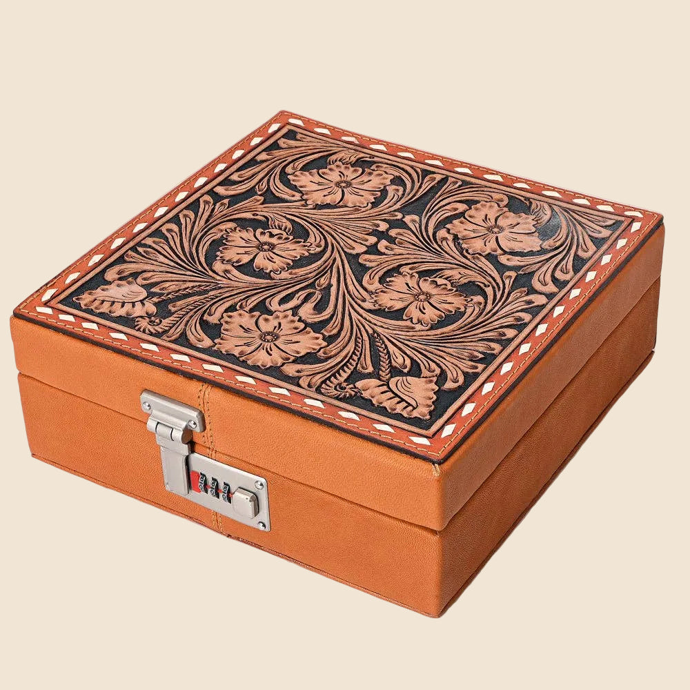 Heritage Locking Leather Jewelry Case