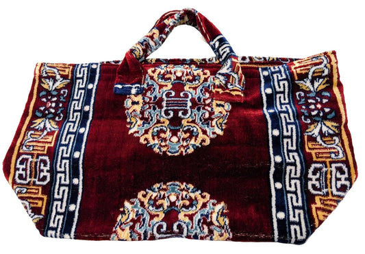 Rug Fabric Bag Burgundy x Yellow
