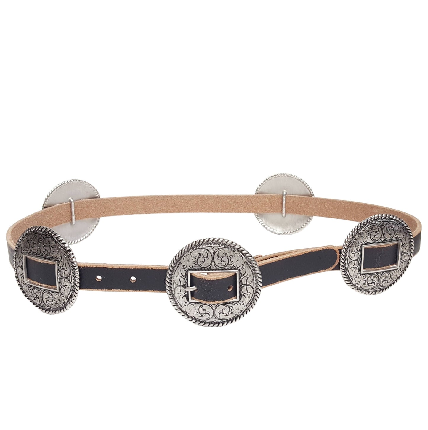 Round Concho Belt - Genuine Leather