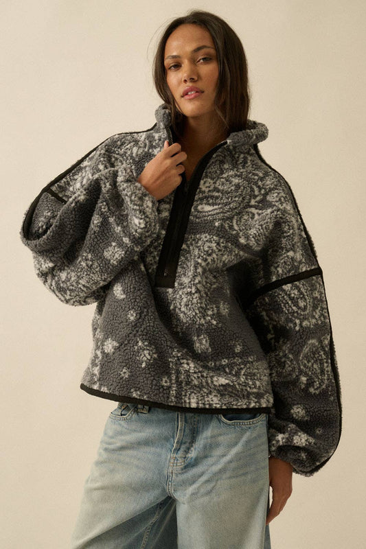 Floral Sherpa Half-Zip Pullover