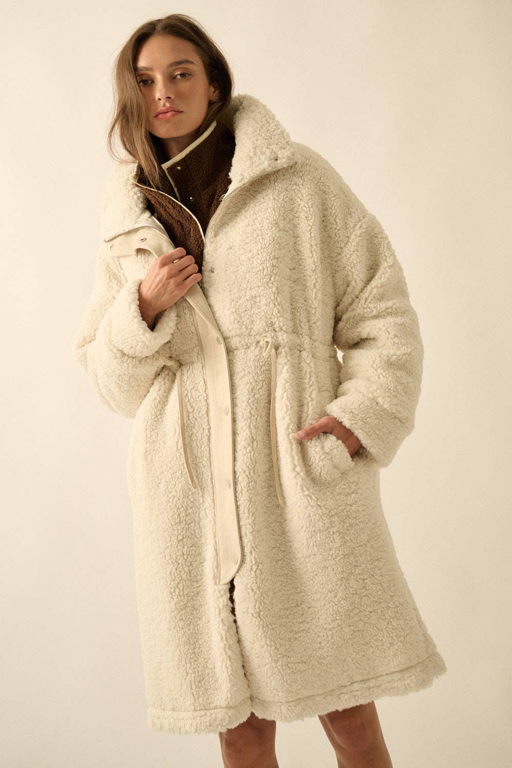 Shearling Drawstring Coat