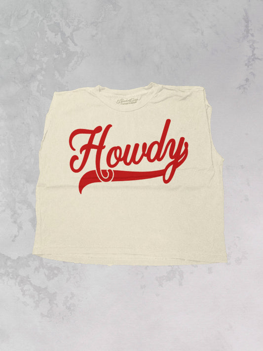 Howdy, Western Vintage Cropped Muscle Tank