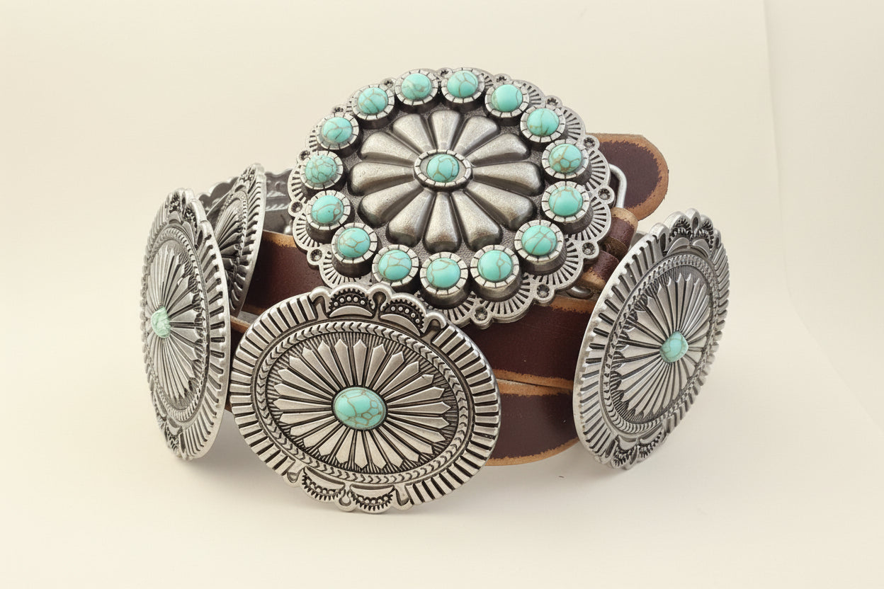 Fully Packed Turq Concho Belt