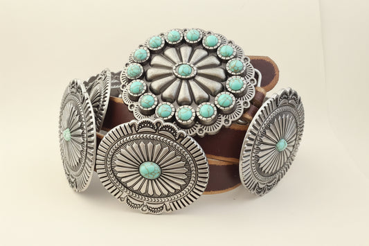 Fully Packed Turq Concho Belt