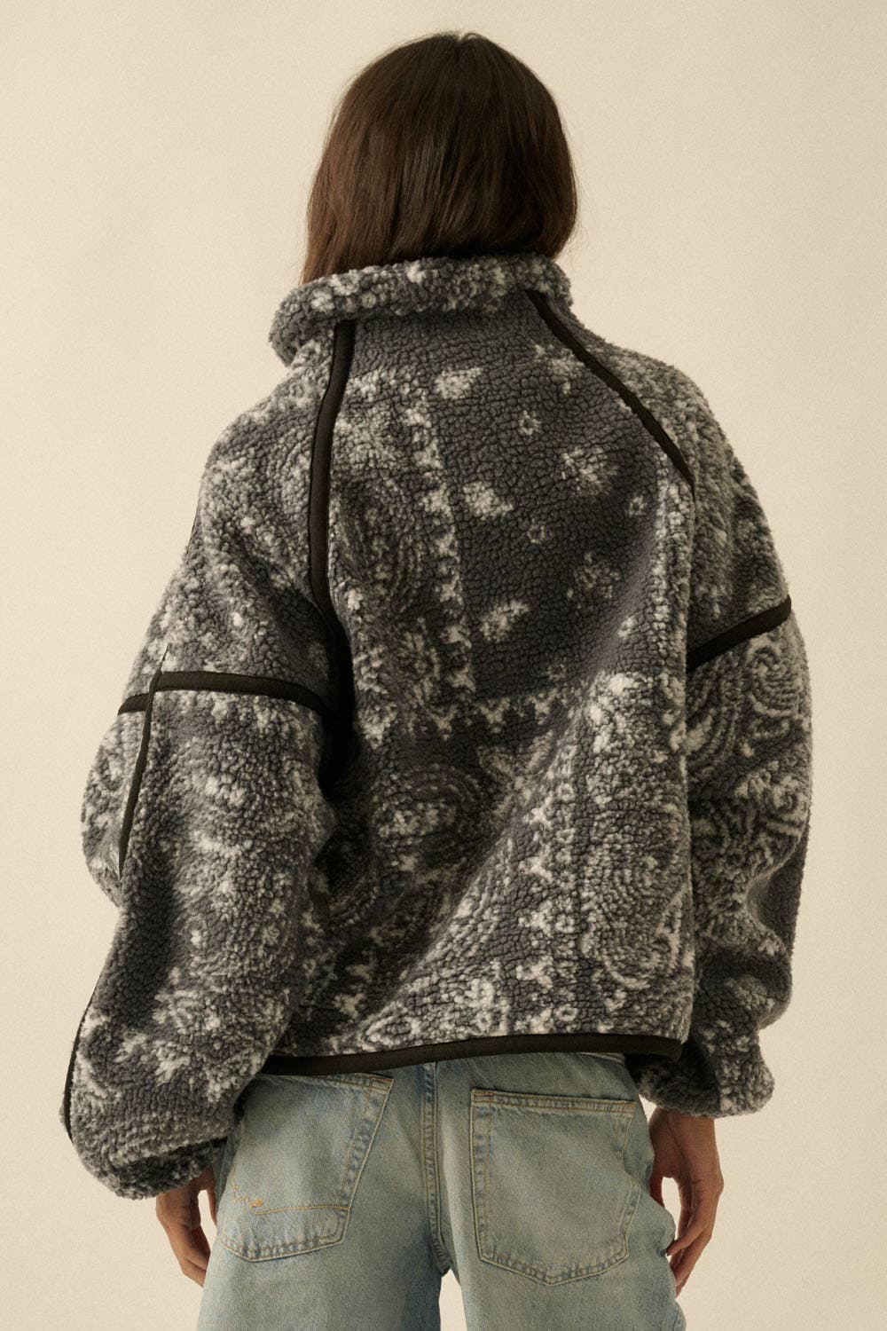 Floral Sherpa Half-Zip Pullover