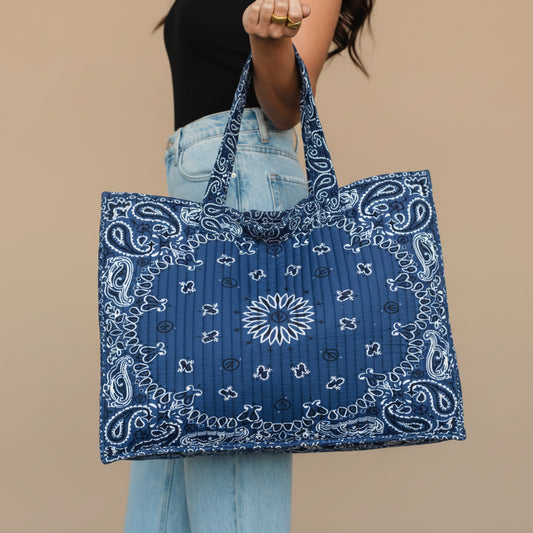 Dark Blue Bandana Tote