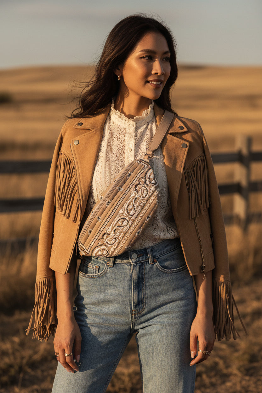Beige Bandana Crossbody