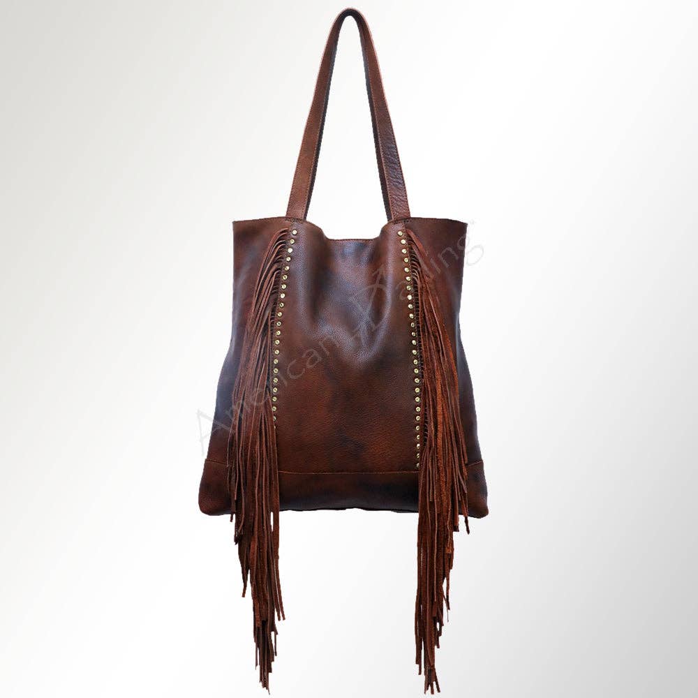 Berkley Leather Fringe Tote Knotted Strap