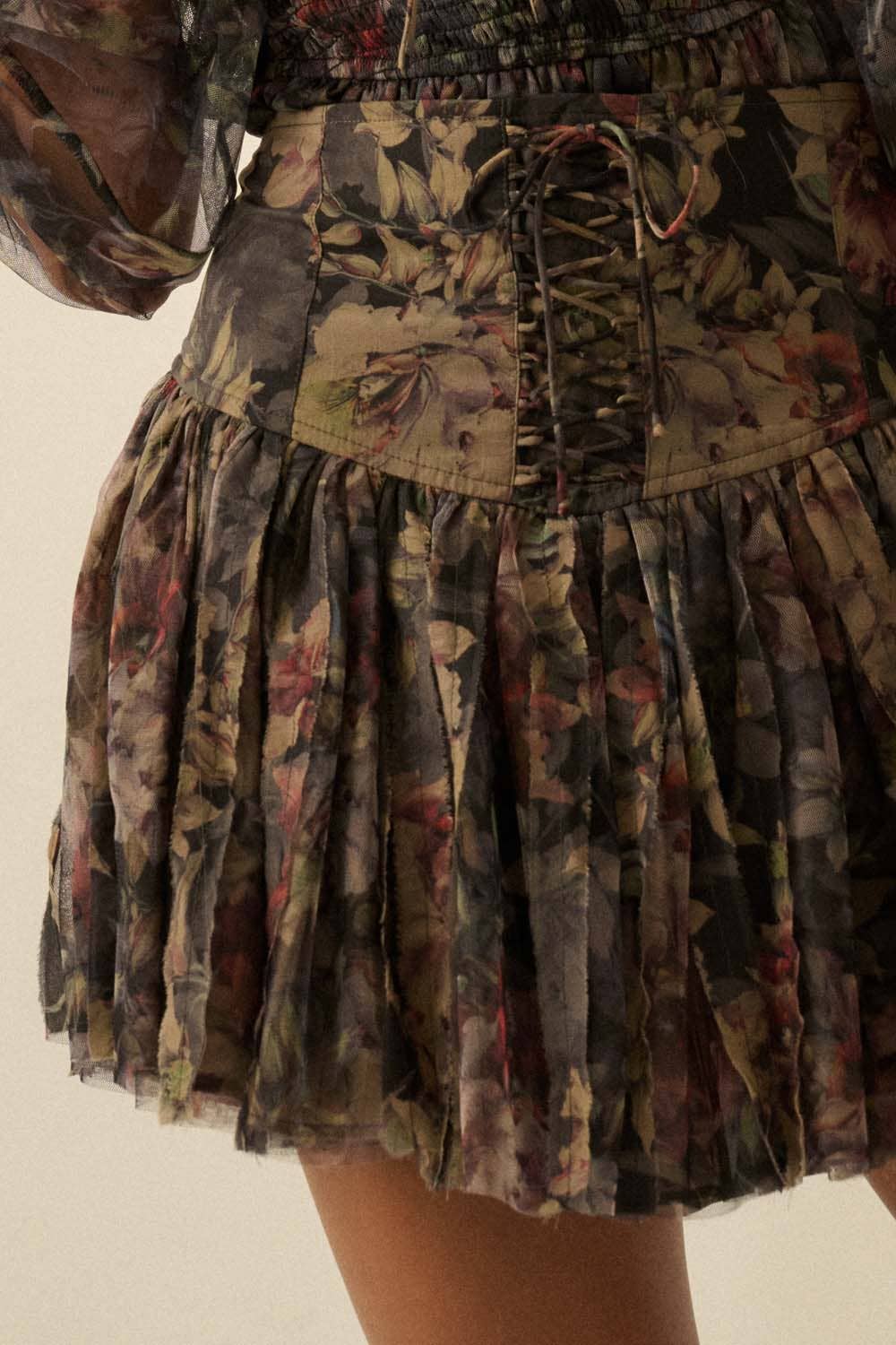 Floral Pleated Mini Skort