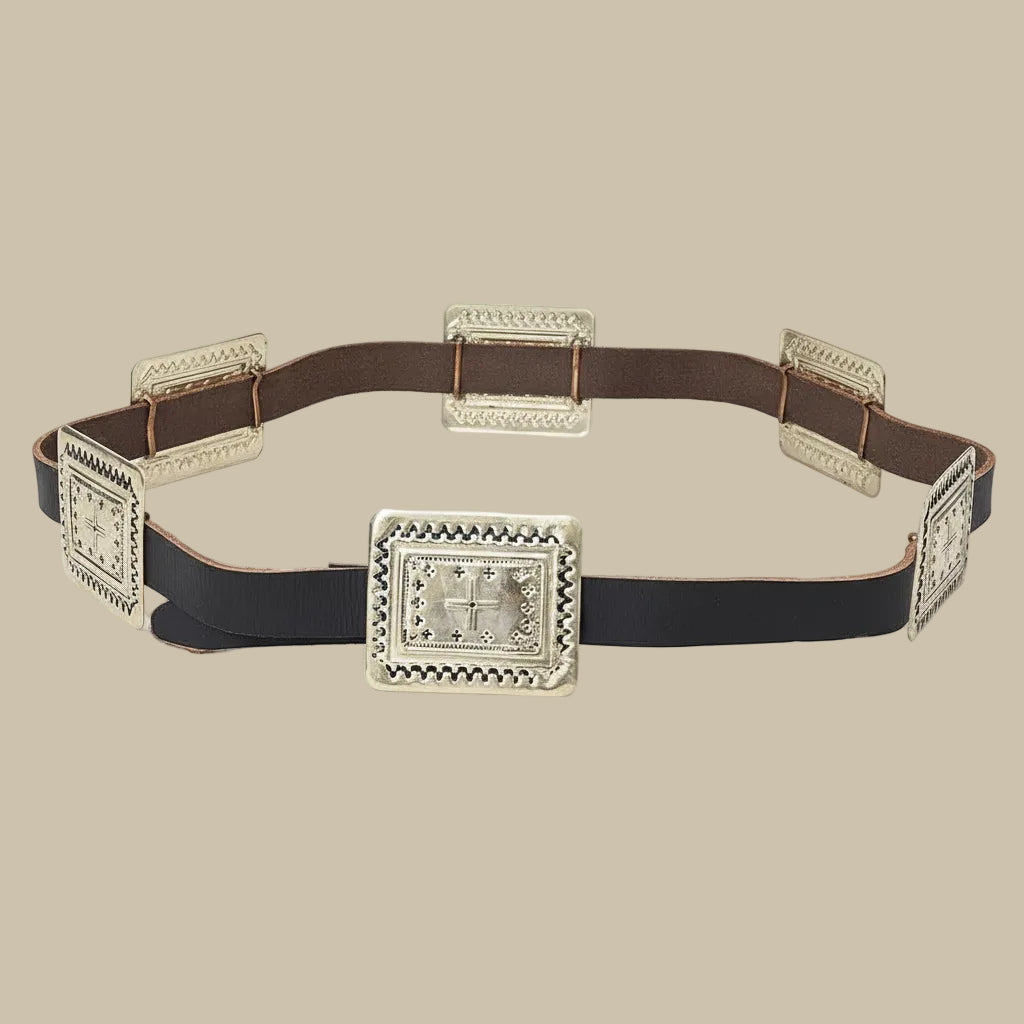 Kelly Hand-Tooled Silver Concho Belt