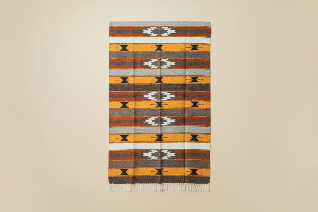 Diamond Stripe Wool Mexican Blanket