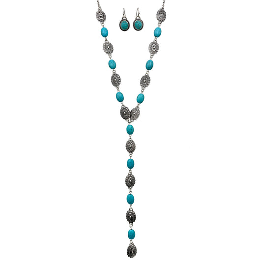 Stone Concho Lariat Necklace