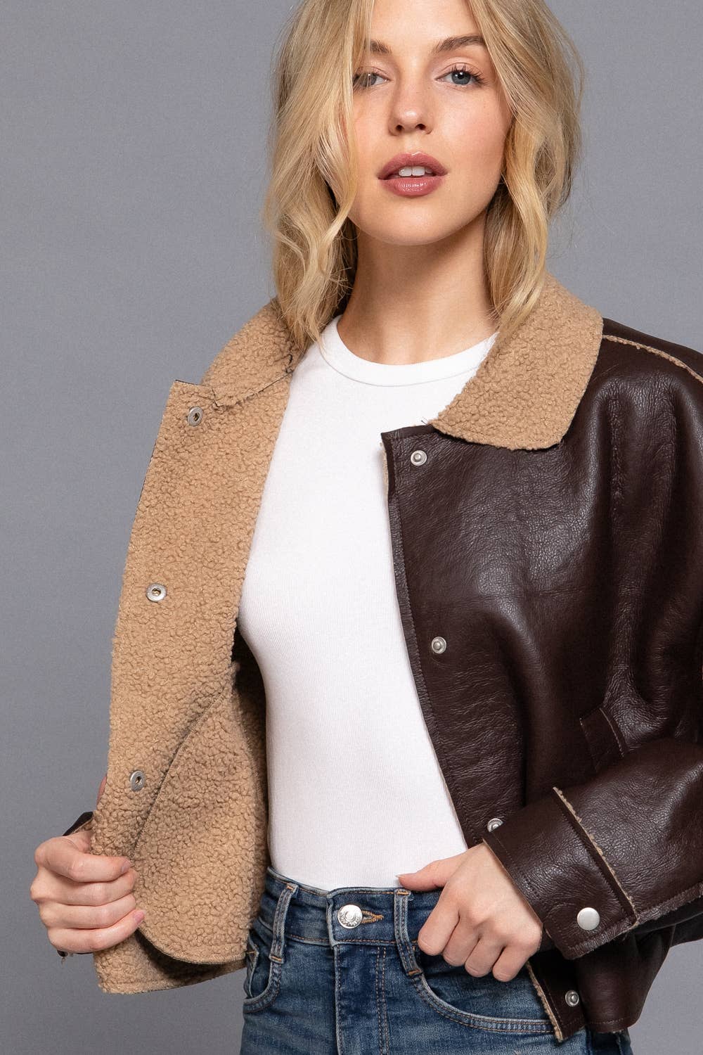 Timberline Vegan Leather Shearling Jacket