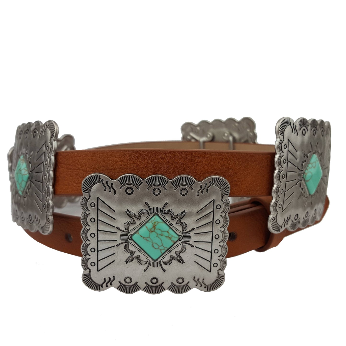 Western concho style belt with stone