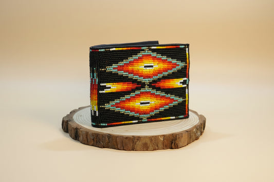 Black Handmade Beaded Bifold Wallet