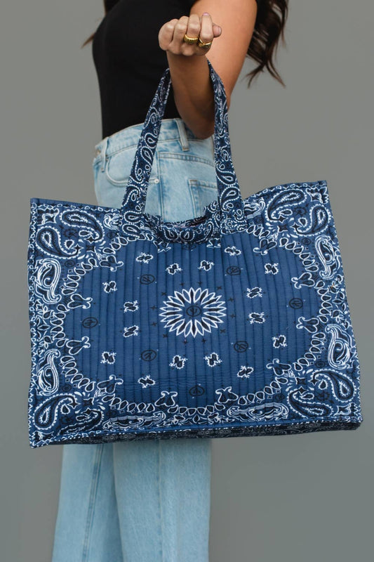 Dark Blue Bandana Tote