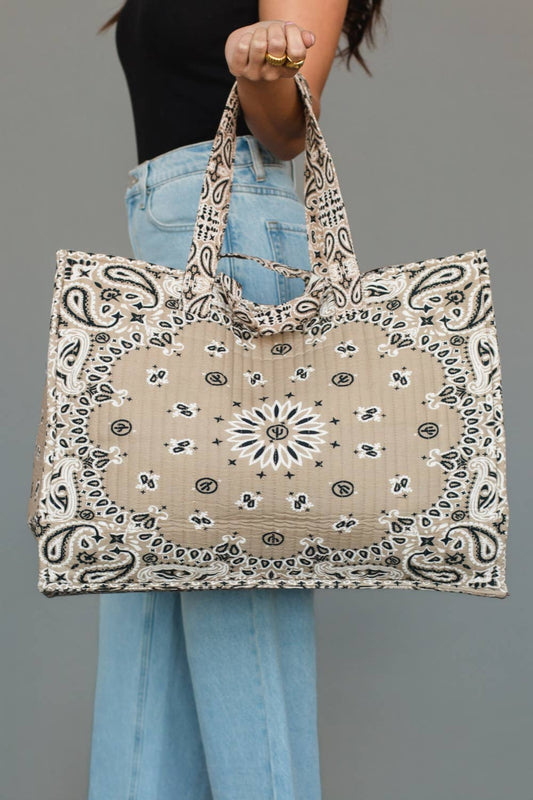 Beige Bandana Tote