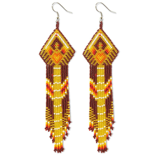 Golden Mane Native Boho Beaded Earrings