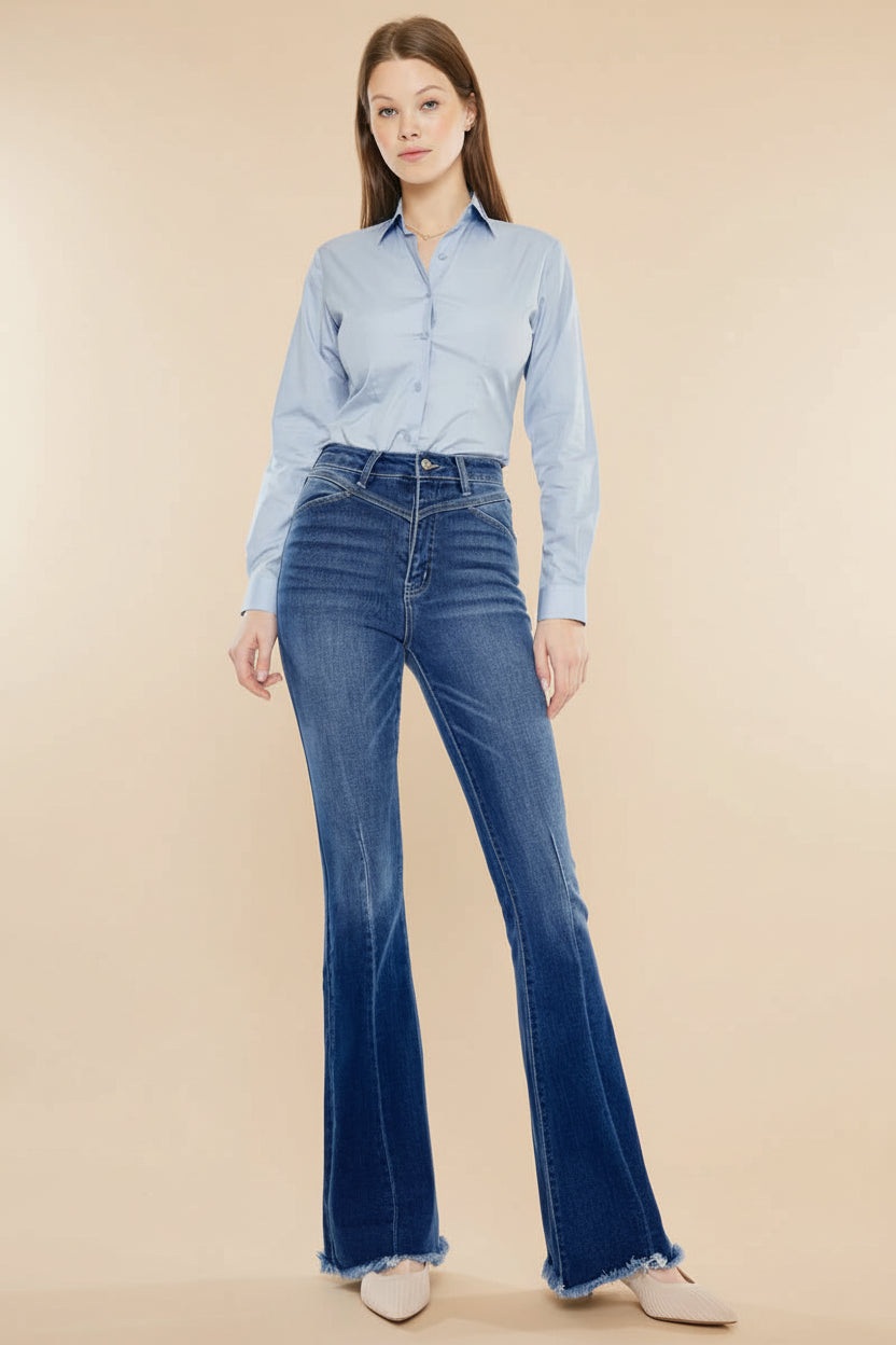 Jackson High-Rise Frayed Hem Flare Jean