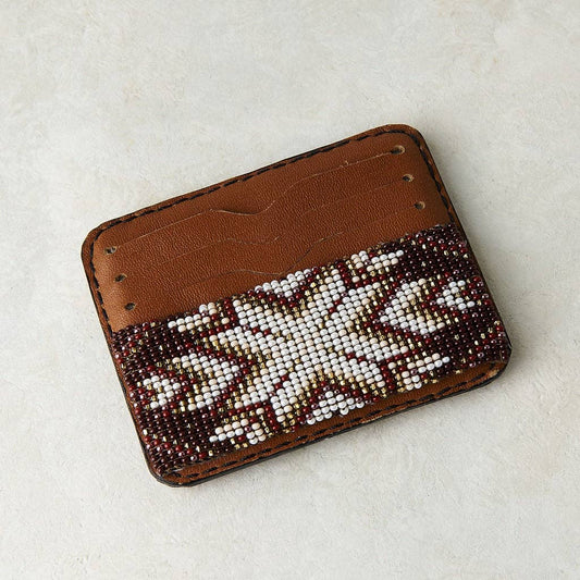 Camel Beaded Leather Wallet with Desert