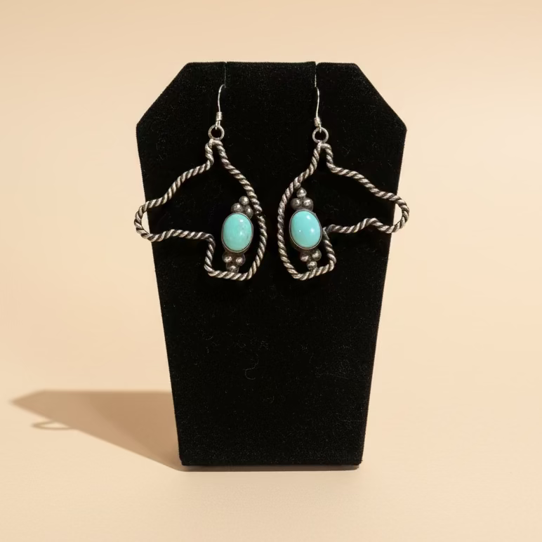 Navajo Compitos Turquoise Horse Earrings | Sterling Silver